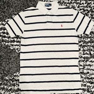 Men's gray and black stripes Ralph Lauren Polo shirt